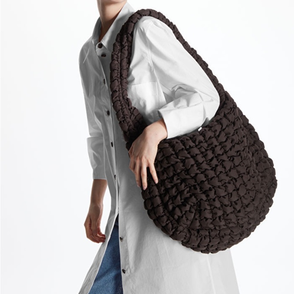 COS Quilted Oversized Shoulder Bag in Dark Brown New with Tags